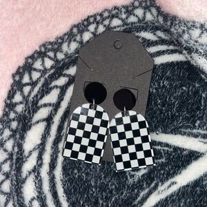 Black and White Checkered Earrings